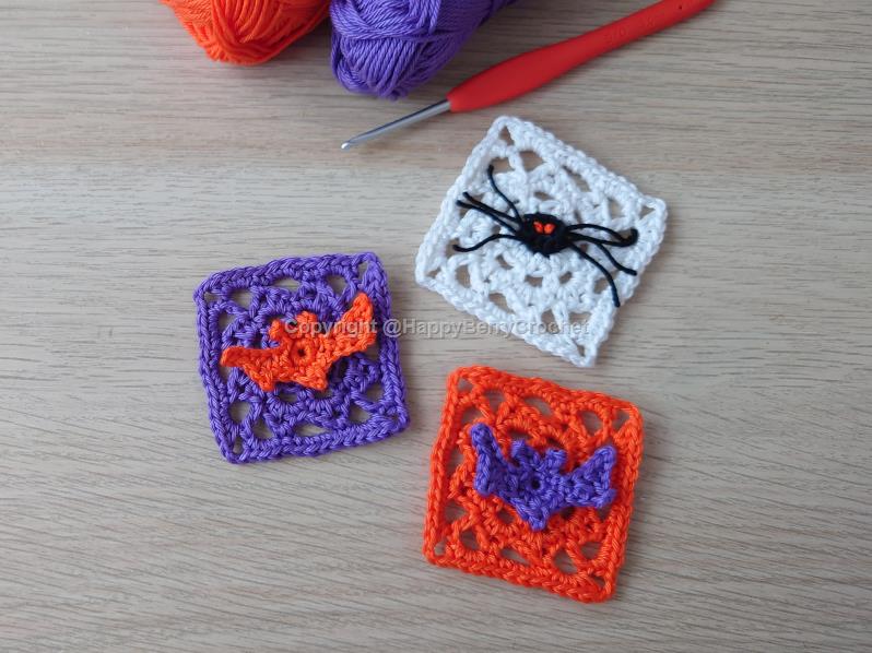 Bat and Spider Granny Square