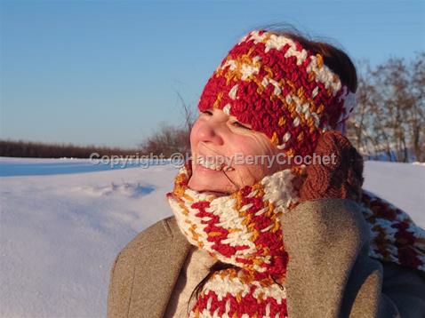 Tartan Plaid Crochet Scarf & Headband